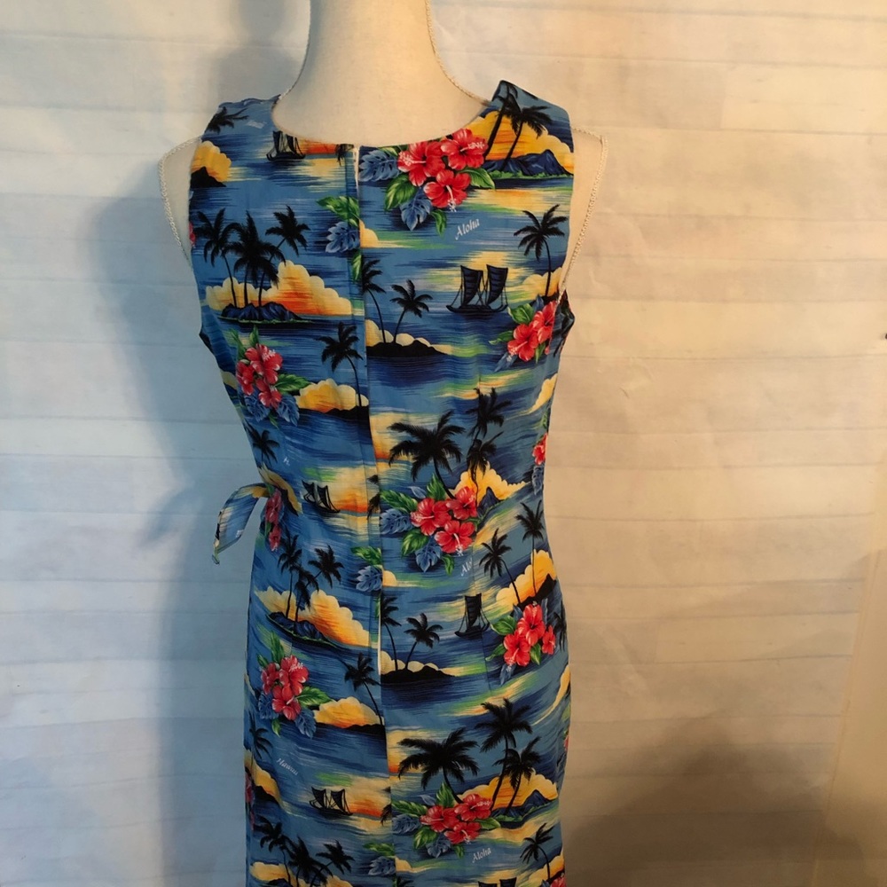Kilam Women’s Blue Tropical Sleeveless Dress - Picture 6 of 6